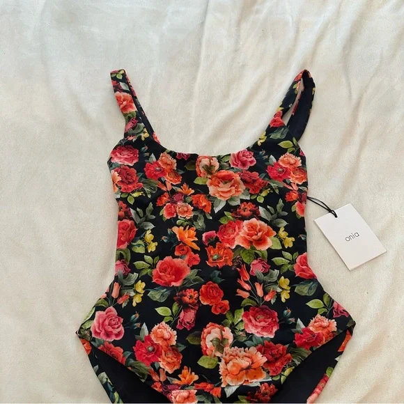 New! Onia Black Rachel Floral One-Piece Swimsuit Size XS 38044 - Picture 5 of 10